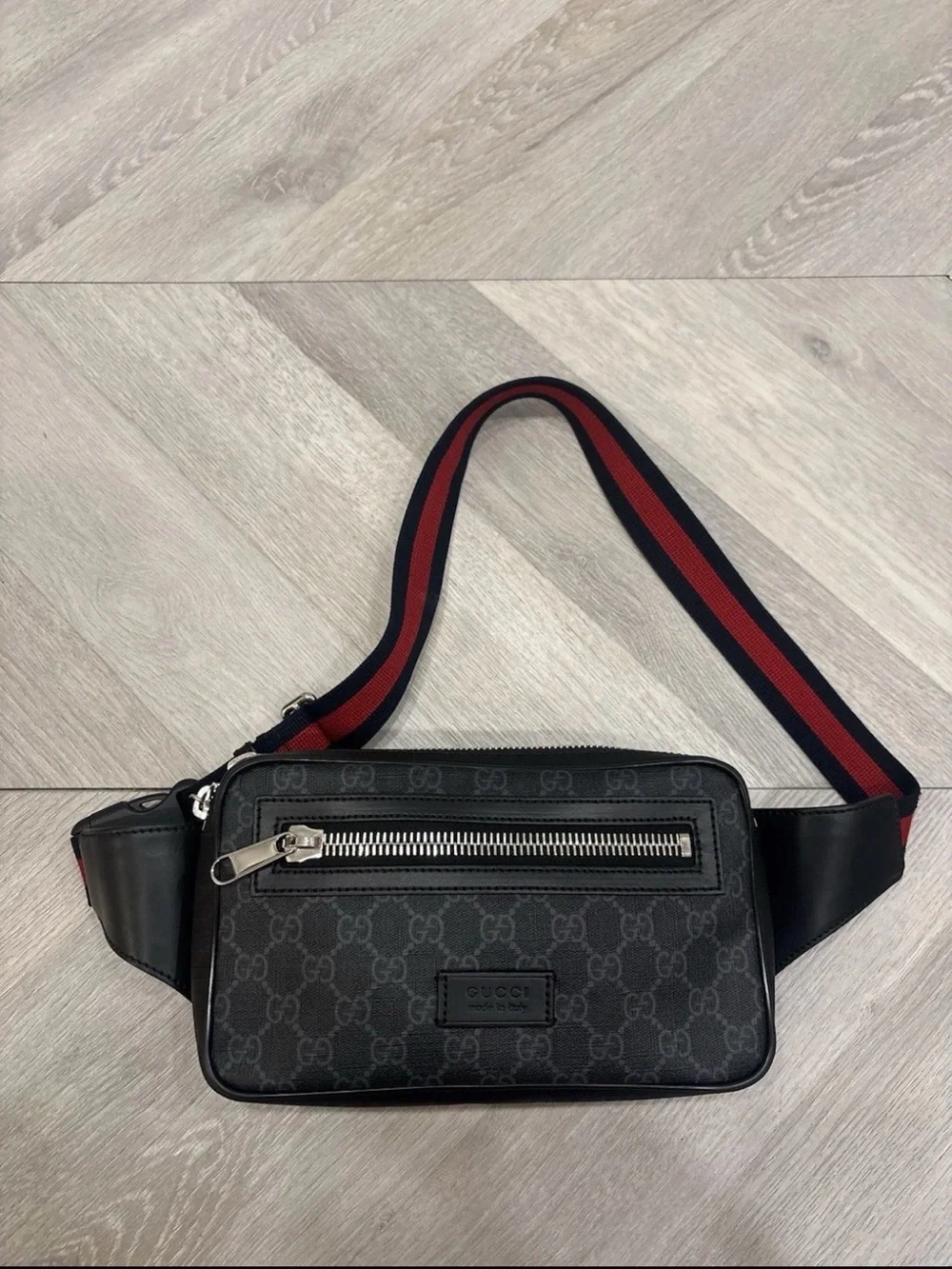 Gucci GG Supreme Black Belt Bag Waist Bag New